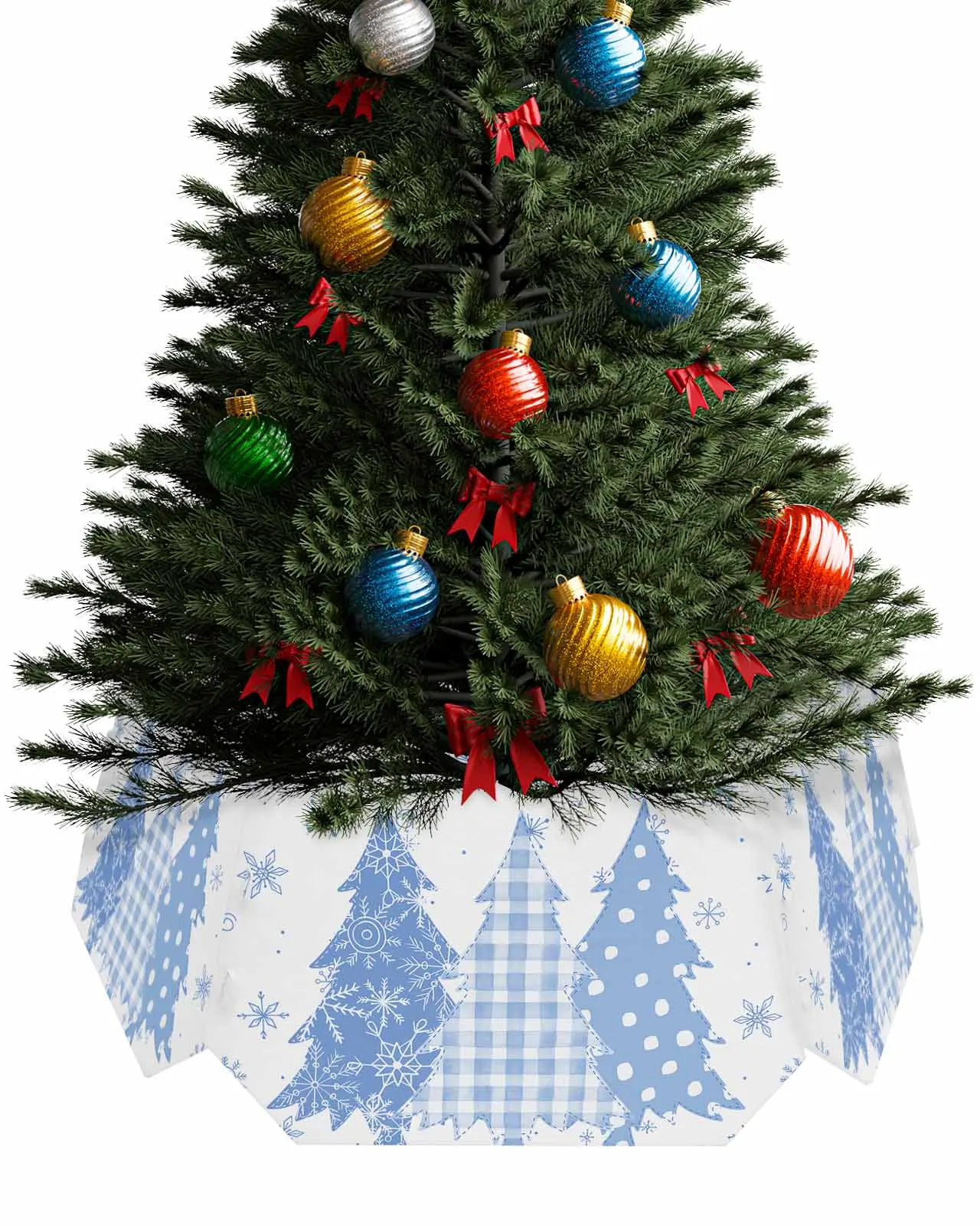 Christmas Hand Snowflakes Christmas Tree Creative Printed stereoscopic Tree Bottom Decoration Festival Party Tree Skirt