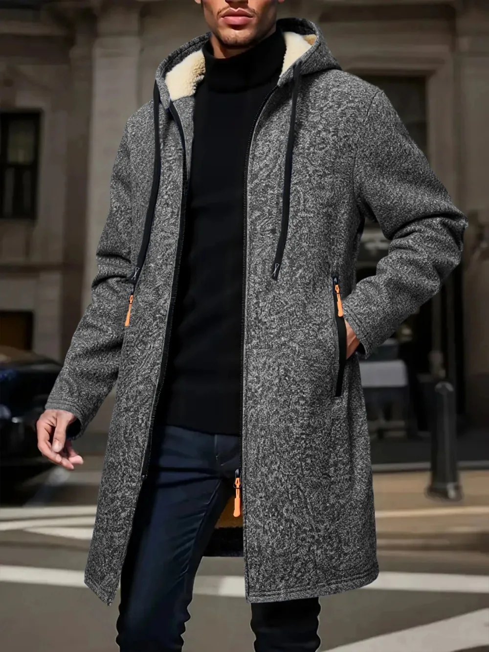 Winter männer Verdickte Hoodies Jacke Im Freien Warm Zipper Langarm Sweatshirts Strickjacke Streetwear Einfarbig Tops Mantel – Detail 12