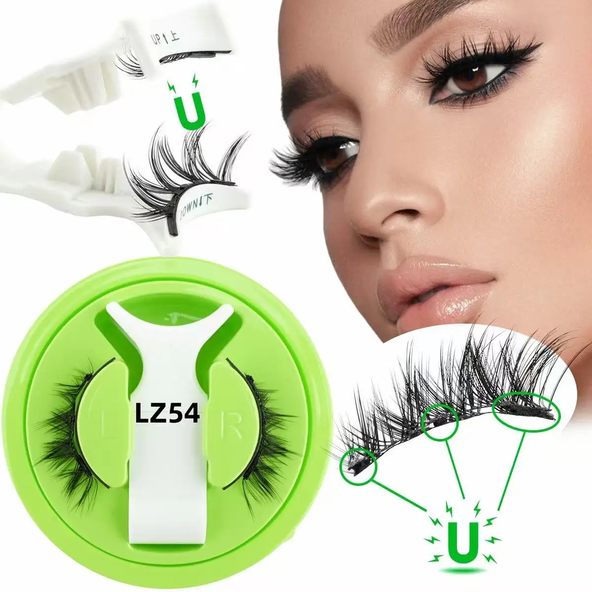 3Dマグネットつけまつげエクステセット 1ペア 敏感肌にも安心 再利用可能 つけまつげ グルー不要 つけまつげセット メイクアップツール