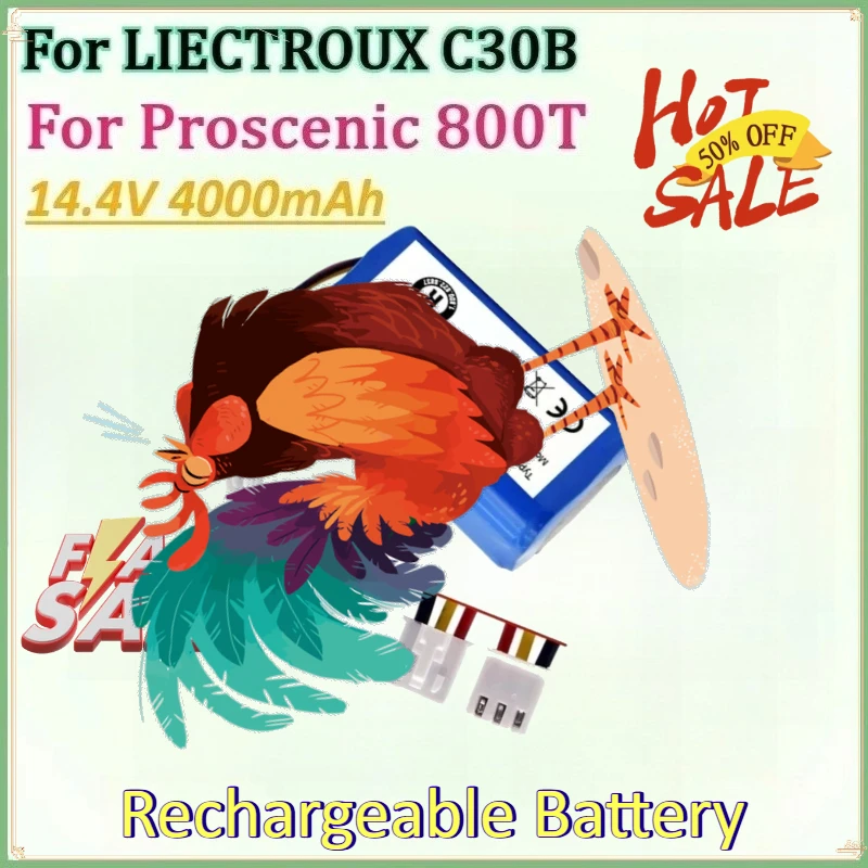 

14.4V 4000mAh Battery for Proscenic 800T for LIECTROUX C30B Robot Vacuum Cleaner Lithium Cell Rechargeable Batteries