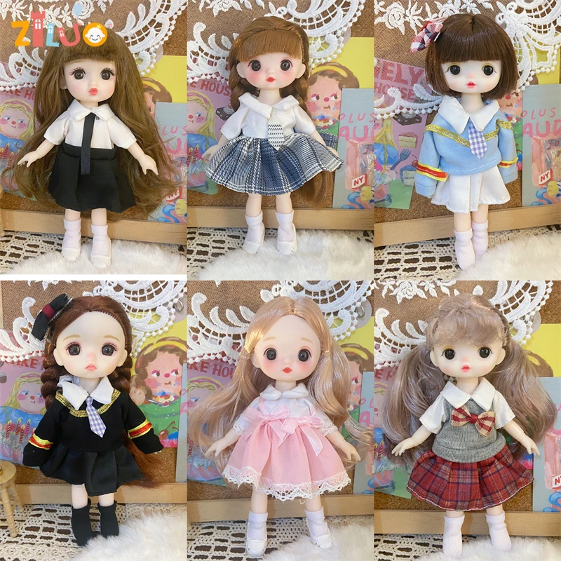 1/8 BJD Doll for Girls Boys 16cm Princess Dress Up Boneca Kawaii Face Fashion Toys Dolls for Kids Multi-joint Kids Birthday Gift