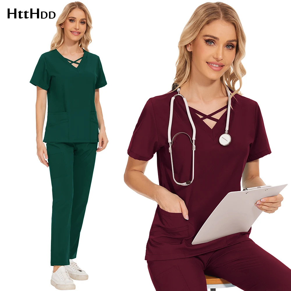 

Medical Scrub Nurse Uniform Set Jogger Nursing Women Jogger Sets Veterinary Dentist WorkWear Doctor Operating Room Surgical Gown