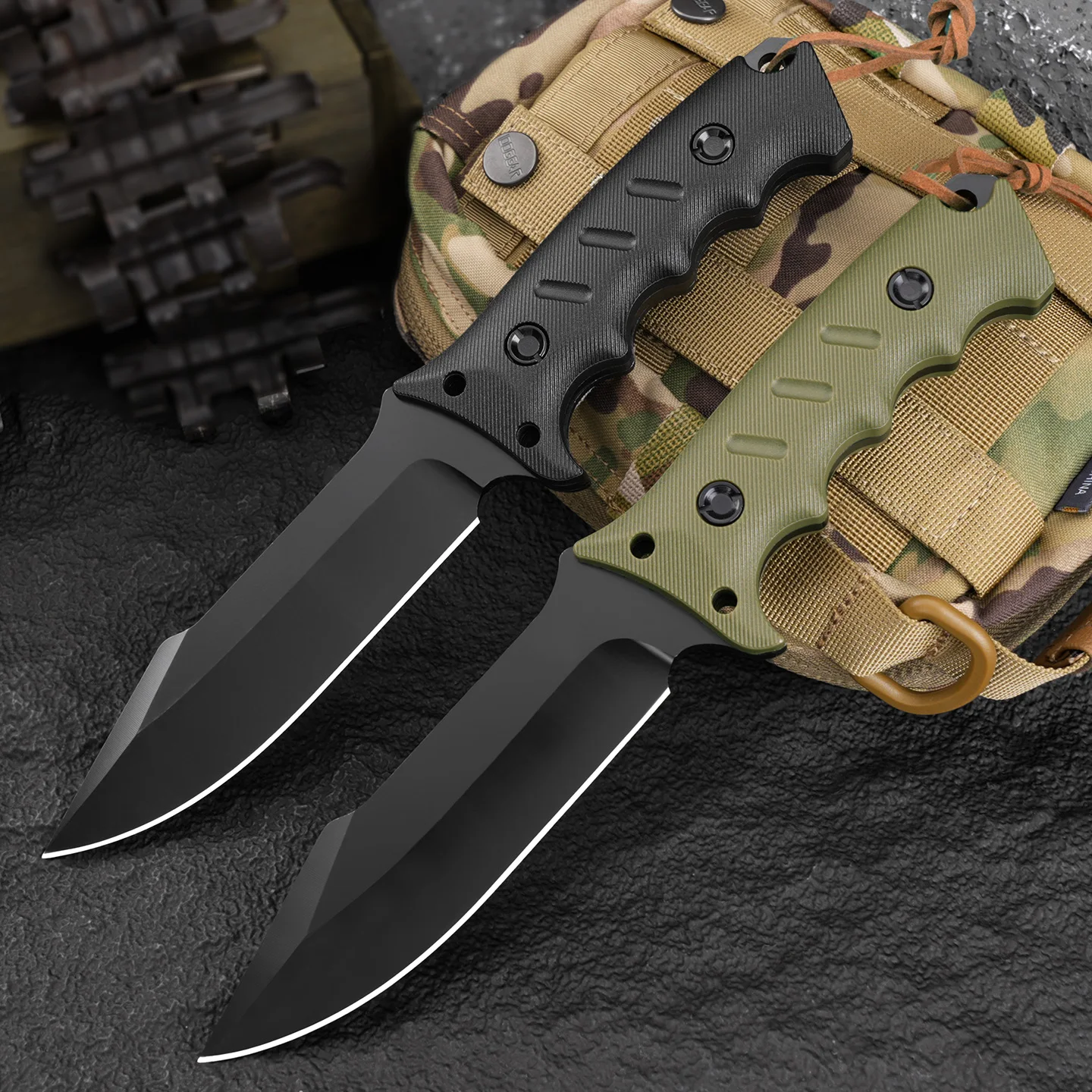 Cuchillo de hoja fija de alta calidad, cuchillo para exteriores, herramienta de supervivencia portátil para camping y emergencias, adecuado para diversas actividades al aire libre.
