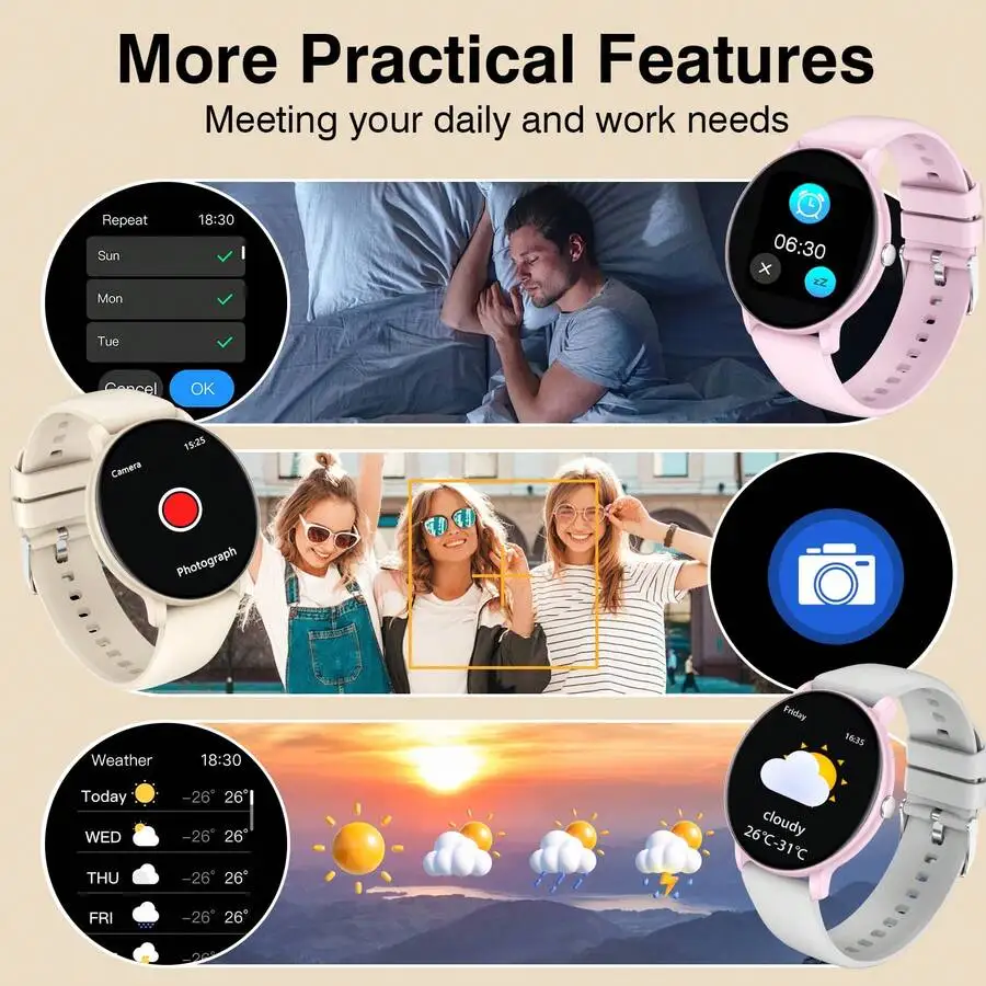 High-Definition Round Screen Smartwatch With Replaceable Strap, Fashionable Digital Watch, Supports Calls And Music Control,