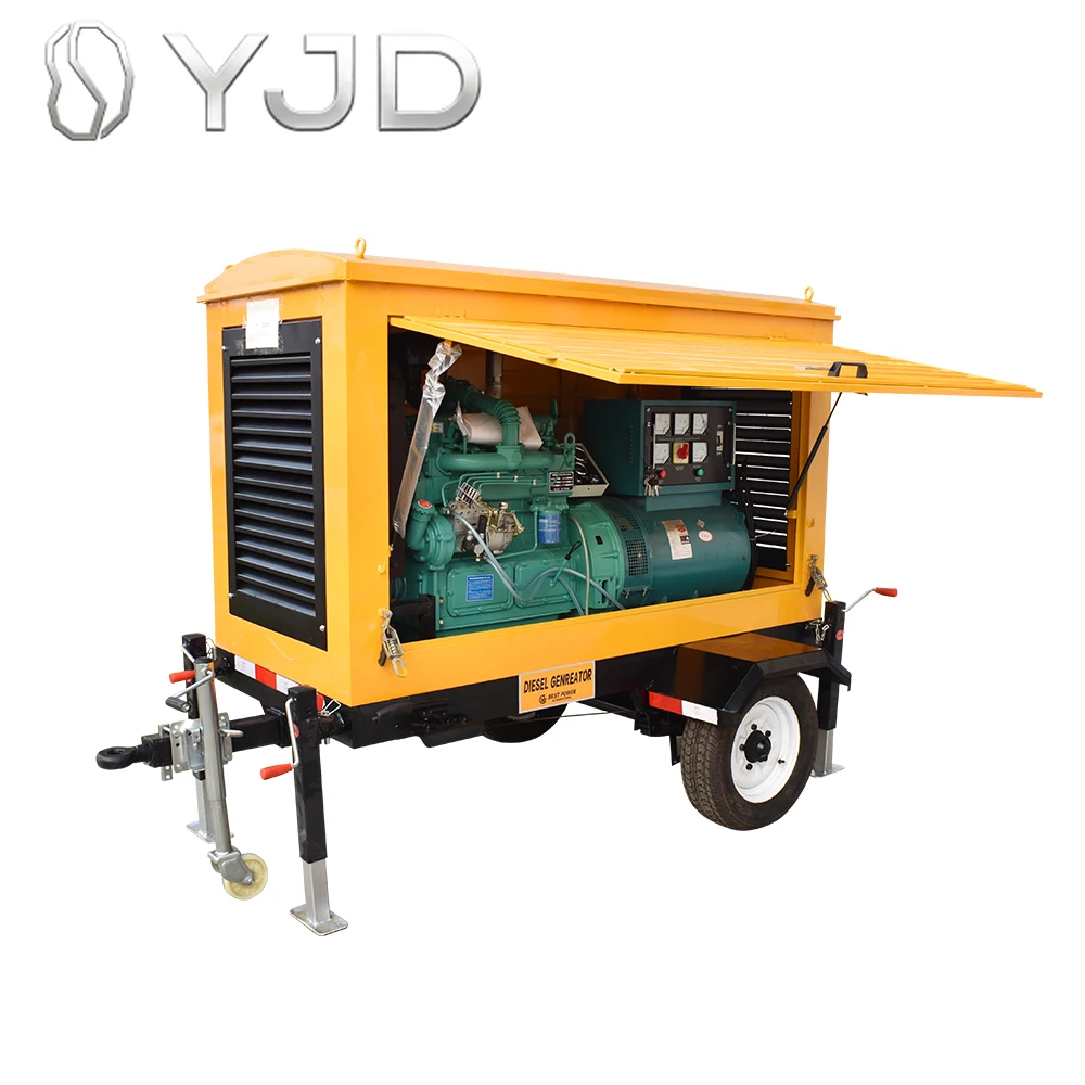 Welding Diesel Generator 30kw 40kva Silent Type Trailer with Rain Cover Electric Start & Soundproof Canopy