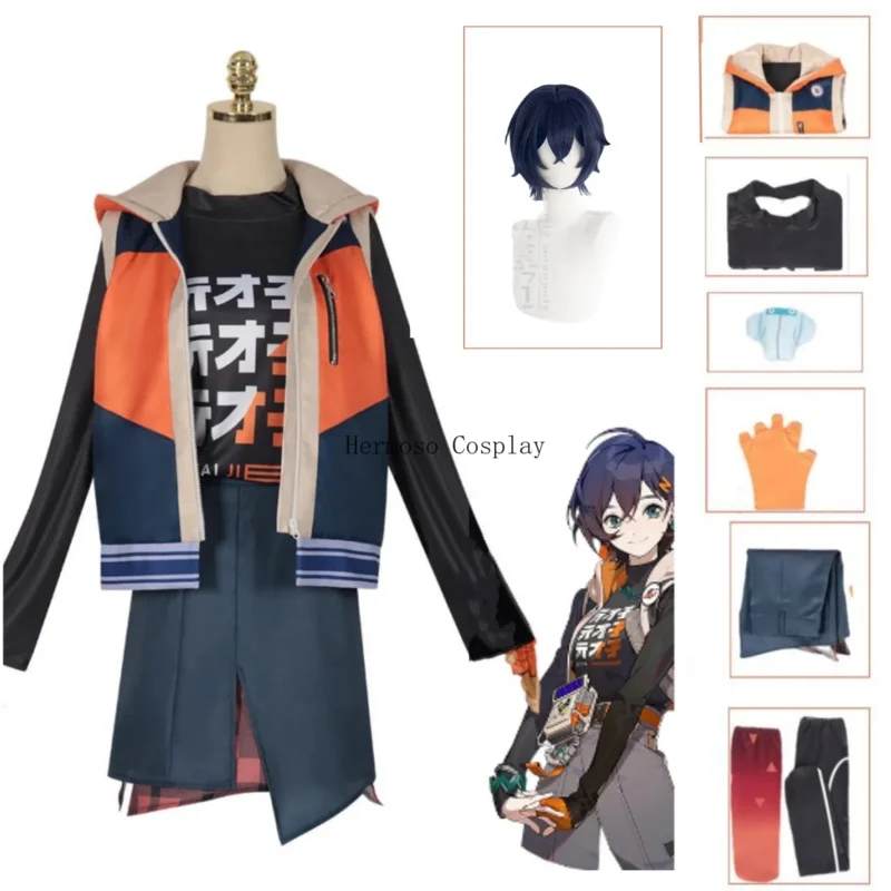 Game Zenless Zone Zero Belle Cosplay Costume Cos New Game Anime Party Uniform Hallowen Play Clothes Dark Blue Wig