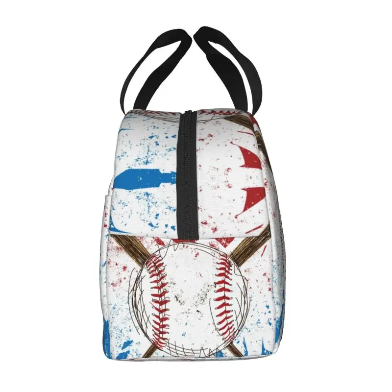 Custom Abstract Baseball Flag Lunch Bag Women Thermal Cooler Insulated Lunch Box for Student School Work Food Picnic Tote Bags