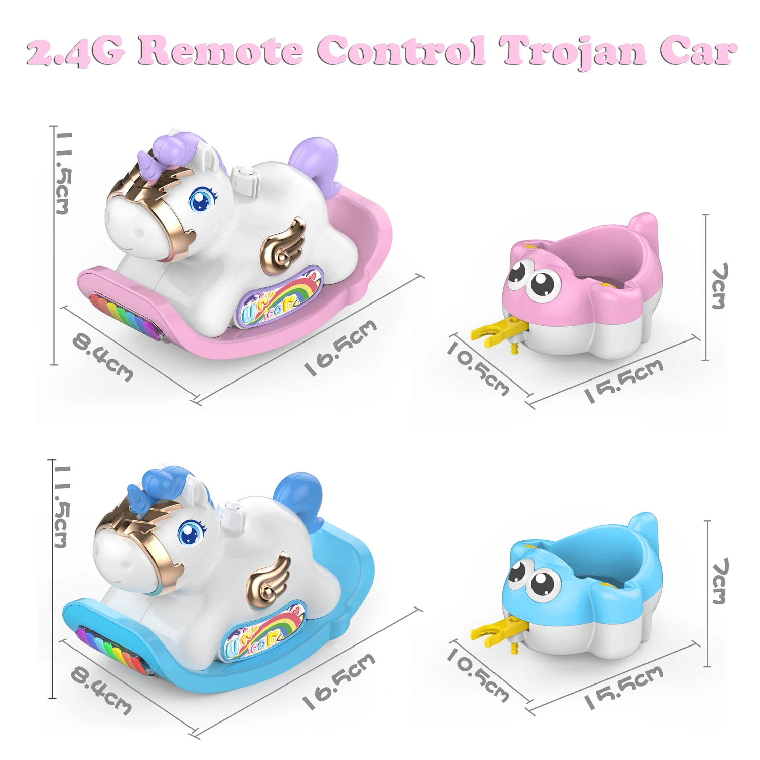 

YSIDO HHY006 2,4G троянский автомобиль с дистанционным управлением и красочной подсветкой, музыкальные забавные соревнования, милый электромобиль для игрушек, подарки для детей