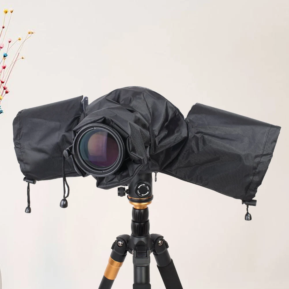 

1pc Camera Rain Cover Waterproof Dustproof Lens Protector For Rain Use With Zipper Tripod Compatible Elastic Rope