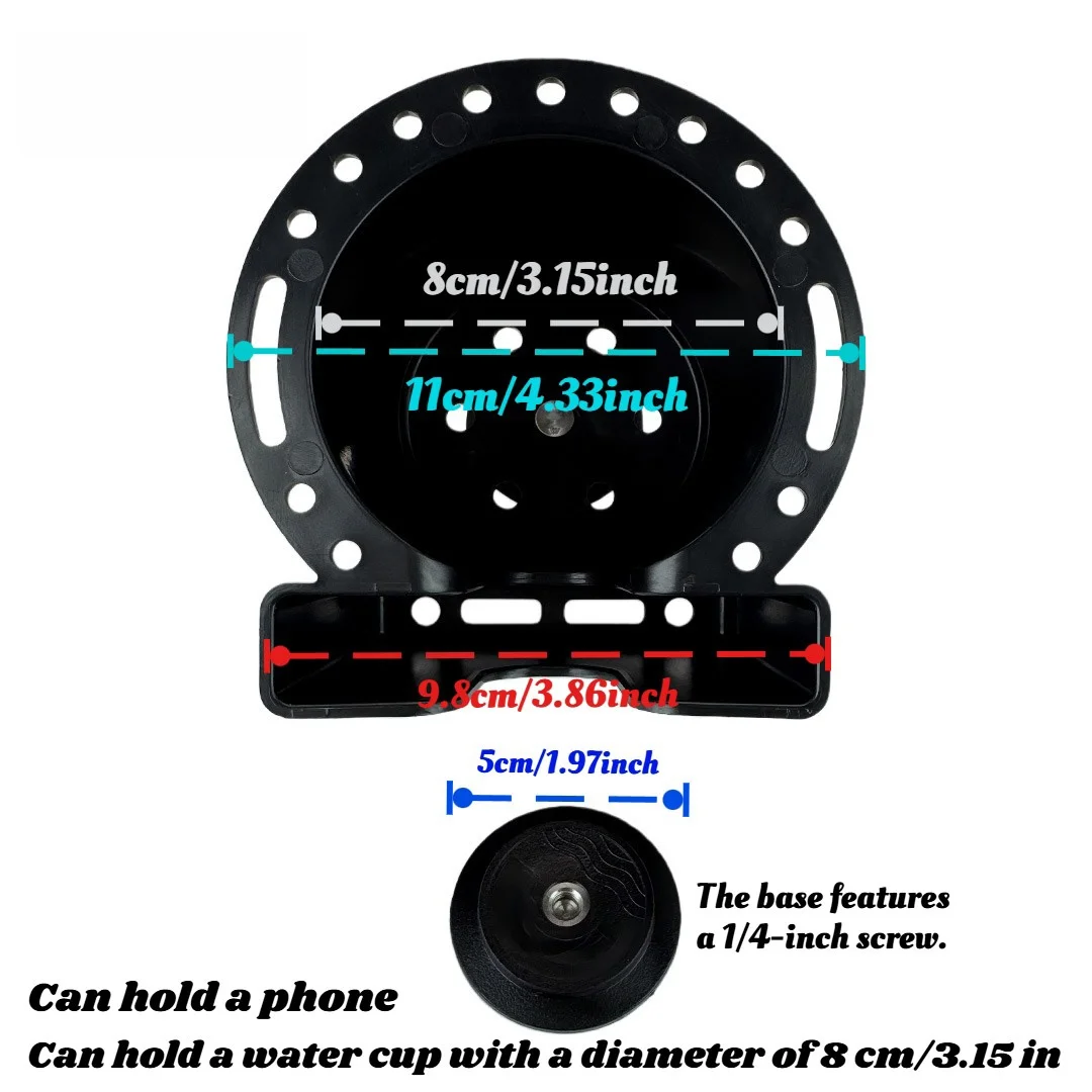 2-in-1 SUP Cup Holder with Phone Slot, Anti-Tip Bottle Mount, Multi-Hole Base Fits Paddle Boards, Kayaks & Fishing Boats