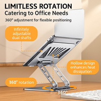 Adjustable Carbon Steel Laptop Stand for Desk Foldable 360° Rotating Notebook Riser Holder For 17.3” Tablet Cooling