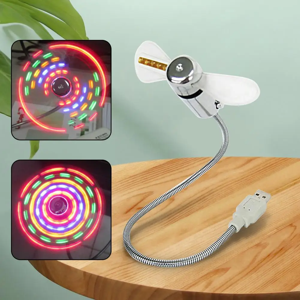 Ventilador de mesa com design USB Ventilador de resfriamento luminoso com economia de energia ABS ajustável para dormitório