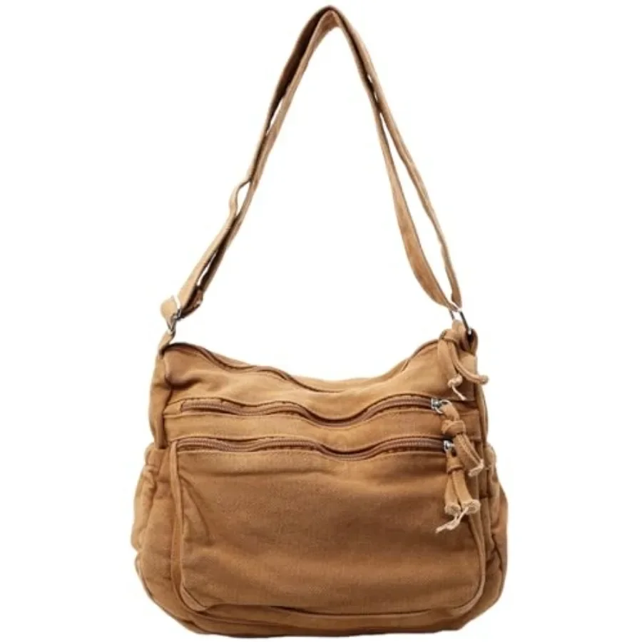 

Canvas Crossbody Bags for Women Men Tote Shoulder Purses with Zipper Pockets Women's Messenger Handbags Purse