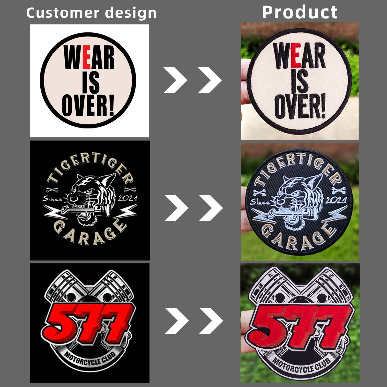 Maßgefertigte Stickerei-Patches, Personalisierte Moral-Patches, Jede Größe oder Logo können individuell angepasst werden, Klettverschluss, zum Aufnähen, zum Aufbügeln – Detail 2