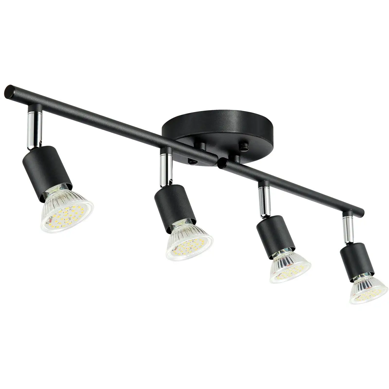 

4-Light LED Track Lighting Kit, Ceiling Spot Light with Rotatable Light Arms and Heads, 24.8" Track Lighting Fixture