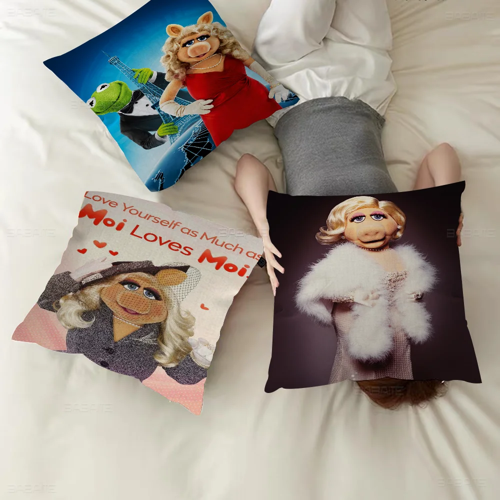 M-miss P-piggy Girl Decorative Room Aesthetics Pillow Case Home Decor Bedroom Sofa Bed Couch Pillow Cover 45x45