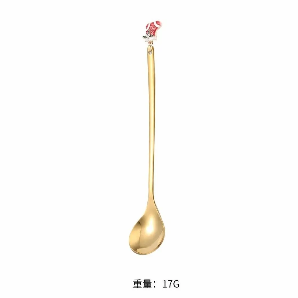 Stainless Steel Christmas Spoon Set Creative Tableware Elk Pendant Tea Spoon Exquisite Craft Party Ornament Style