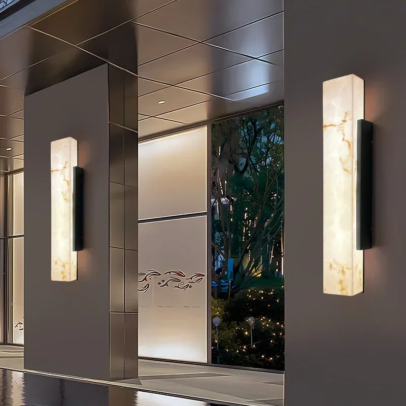

SANDYHA Square Design Imitation Marble Wall Lamp LED Light for Indoor Living Room and Bedroom Decoration Stylish Courtyard