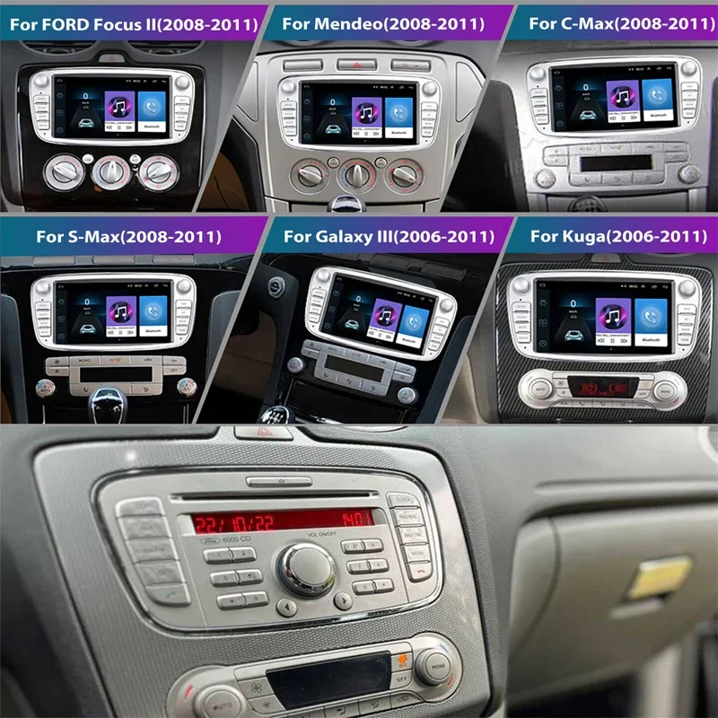 Android13 Car Radio For Ford Focus Mondeo C-MAX S-MAX Galaxy II Kuga  Multimedia Player GPS Navigation Carplay Android Auto