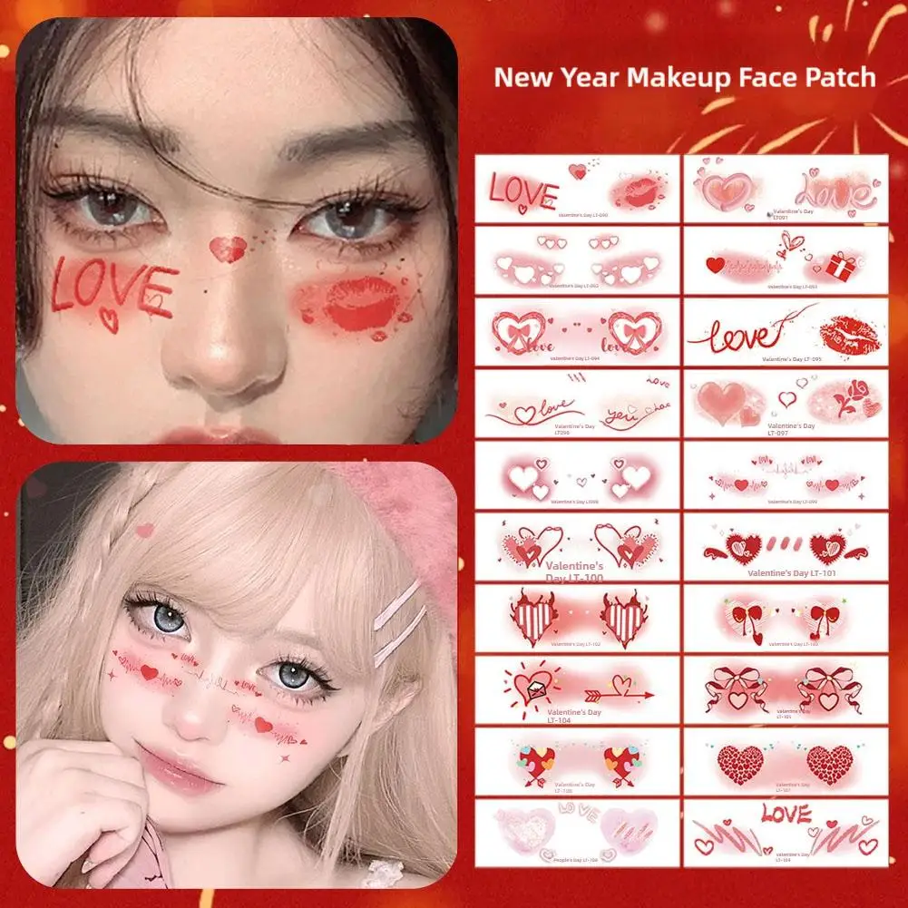 Christmas Beauty Face Stickers Waterproof Face Tattoo Eye Makeup Decal Temporary Tattoo Small Flowers Beauty Sticker