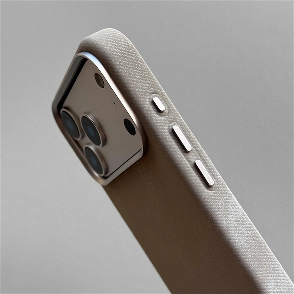 Luksusowe etui magnetyczne z teksturą skóry i włókien do iPhone 18 17 Pro Max 16 15 14 13 12, kompatybilne z bezprzewodowym ładowaniem MagSafe, odporne na wstrząsy. — zdjęcie produktu 4