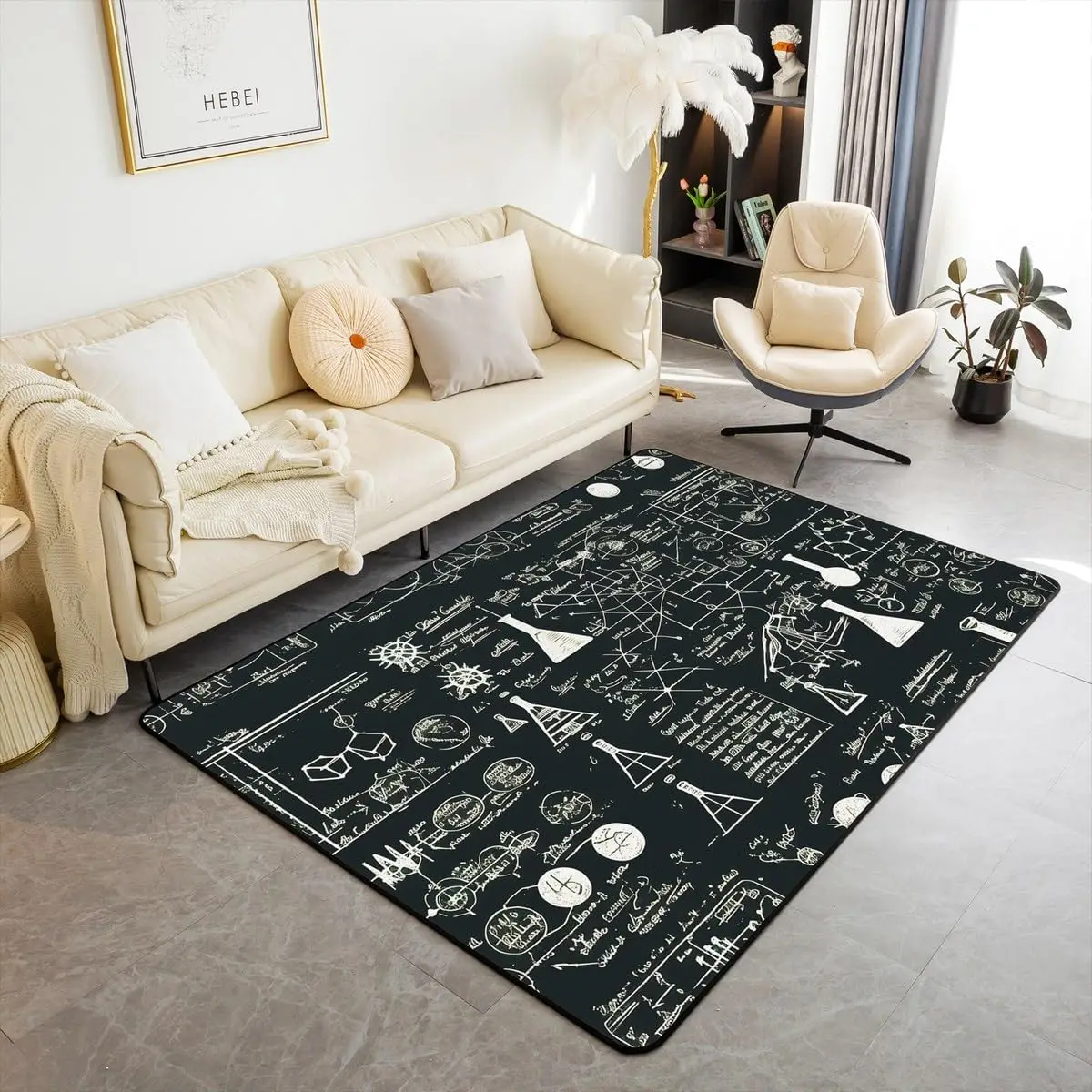 

Science Rug,Math Equation Area Rug Living Room Rugs for Kids Teens Bedroom,Chemical Back to School Theme Floor Mats Rugs