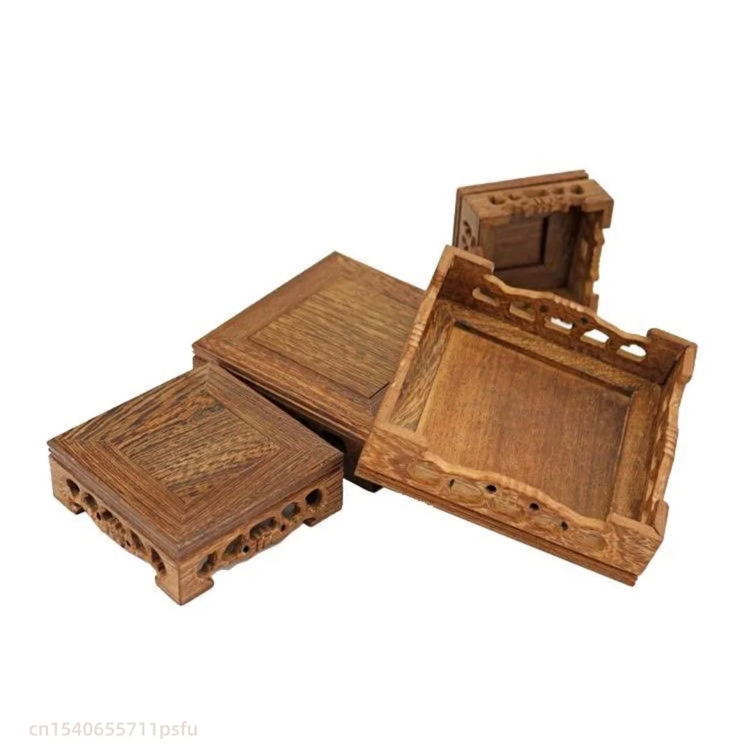 Miniature Wooden Vase Figurines Display Stand Tea Sets Pedestal Flower Pot Bonsai Plant Shelf Coffee Table Log Sorting Lathe