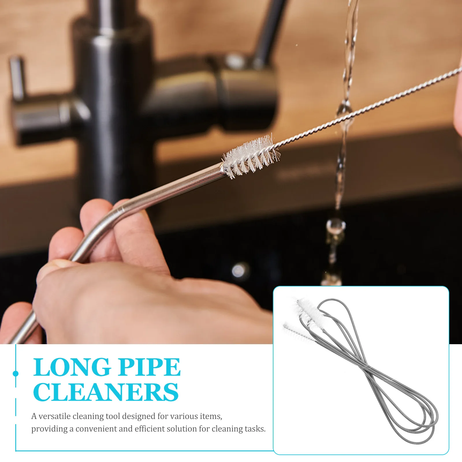 

2Pcs 155Cm Tube Brush Drain Cleaning Tool Versatile Cleaning Accessory for Hard to Reach Areas Home and Commercial