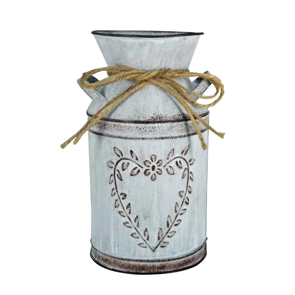 Flower Arrangements Home Decoration Retro Artificial Flowers Metal Vases Shabby Chic Garden Style Jug Wedding Craft