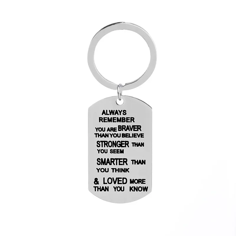 Charm Inspirational Keychain Pendant Motivational Key Chains Keyrings Gift Always Remember You Are Braver Than You Believe