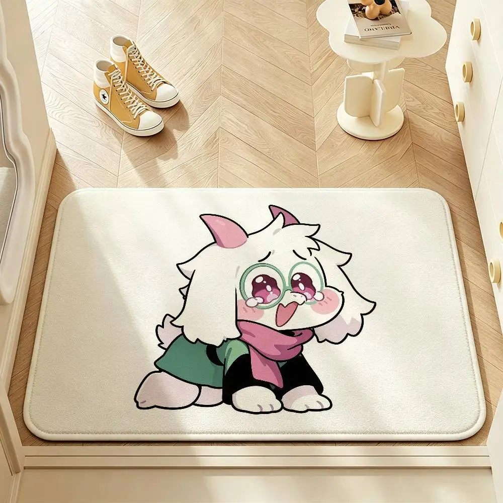 So Cute R-Ralsei GAME D-Deltarune Short Plush Anti-Slip Door Mat Soft Floor Mat for Home Entrance