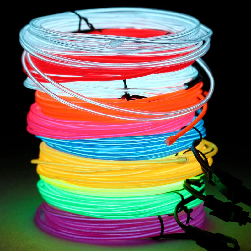 1/3/5M EL Wire Neon Light Car Interior LED Ambient Light Strip Dance Party Neon DIY Flexible Cable Luminous Decorative Lamp