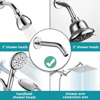 淋浴臂 壁掛式淋浴噴頭 壁掛式固定淋浴噴頭 鍍鉻,霧面黑 10 最佳銷售 淋浴臂 - №4