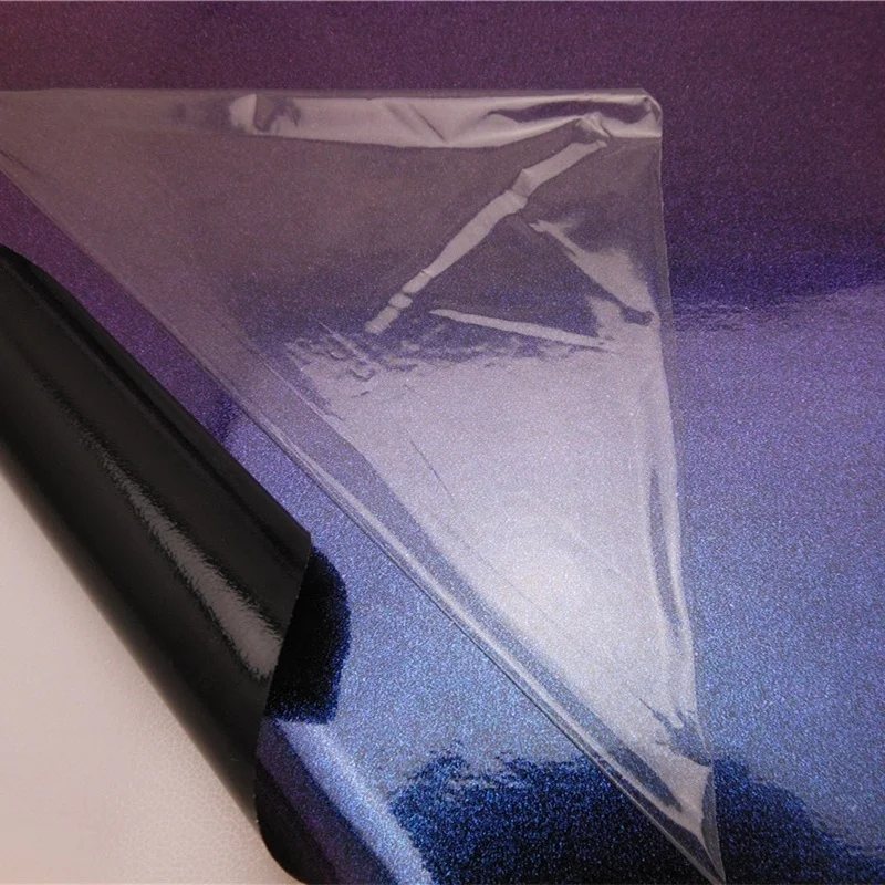 Stiker Vinyl Glitter Berkilau Mutiara Bunglon Mengubah Warna dari Biru ke Ungu untuk Pembungkus Seluruh Bodi Mobil, Film Vinyl Glitter Berlian