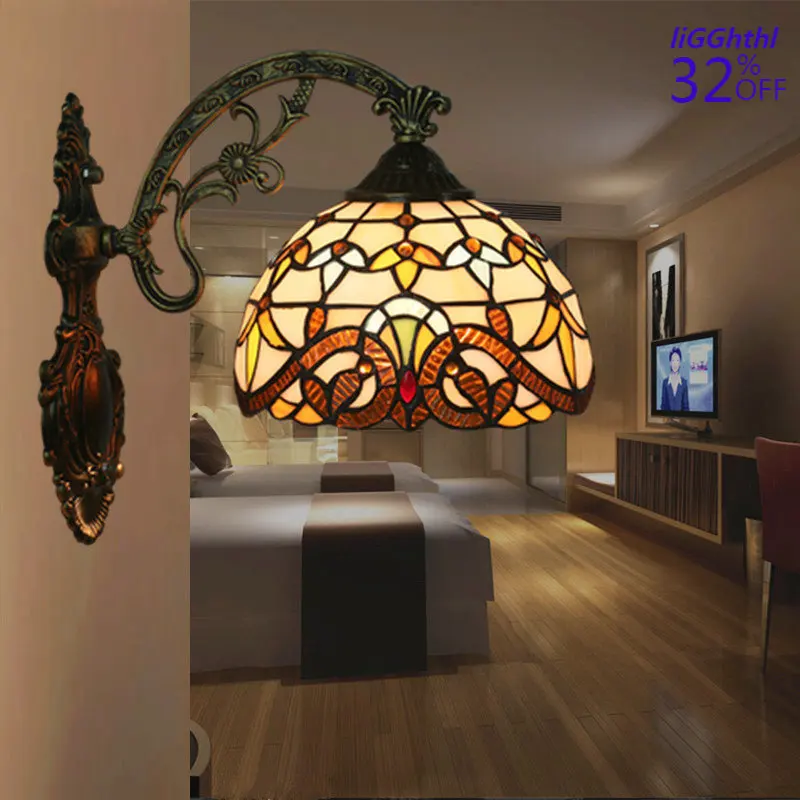 

Tiffany Stained Glass Wall Light LED Nordic Creative Sconce Light for Living Room Bedroom Corridor Decoration Home