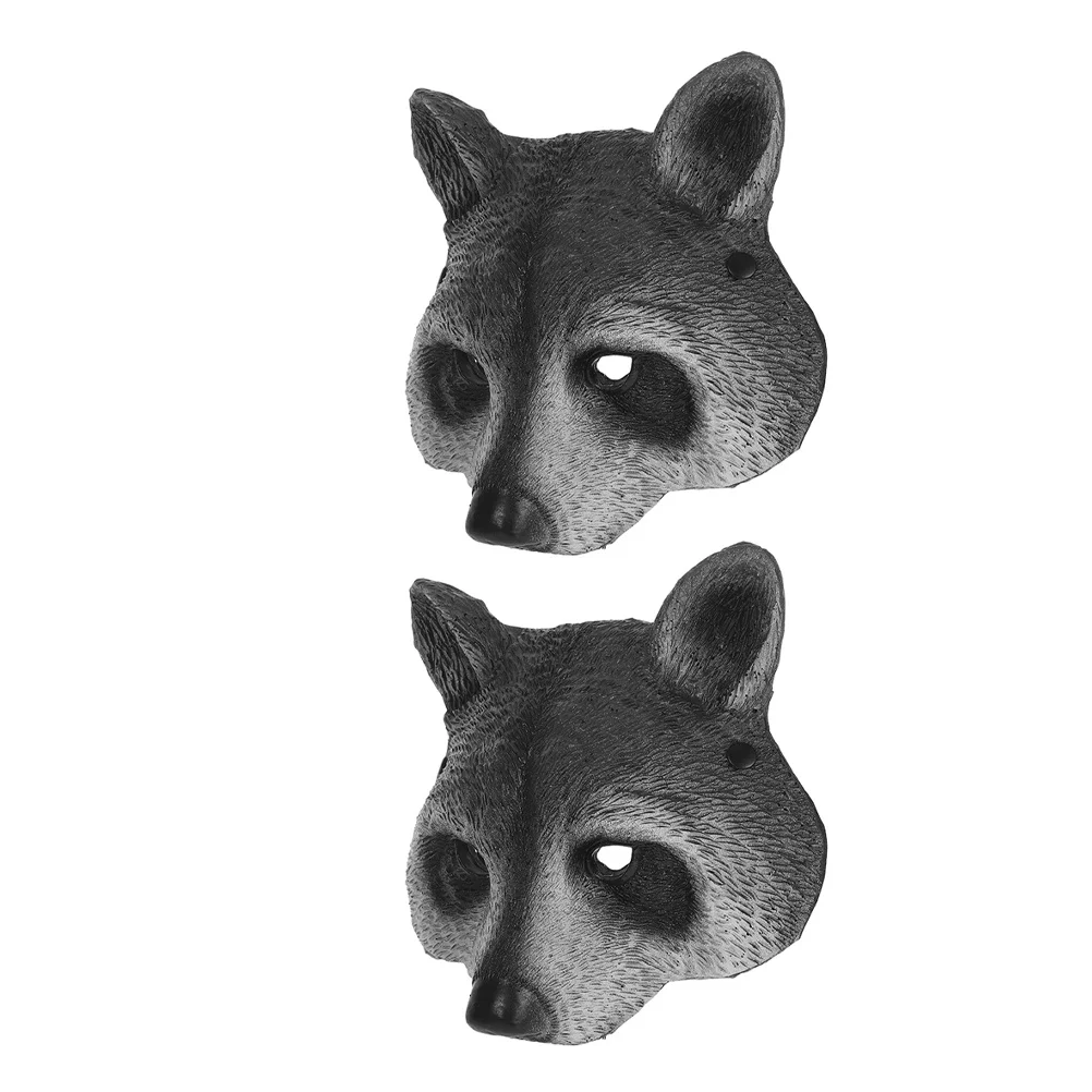 

2Pcs Raccoon Half Face Mask Realistic 3D PU Foam Animal Costume Halloween Carnival Cosplay Party Prop Mask Cat