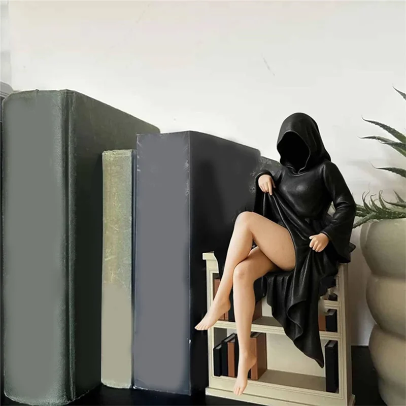 

AB66-Mysterious Gothic Statue,Black Robe Figure Sculpture For Home Garden Decor,Small Elegant Gothic Halloween Statues