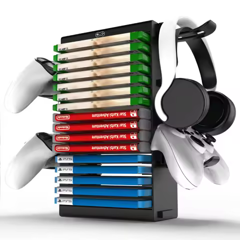 Video Game Storage Stand Tower for PS5/ PS4/ PS3/ Xbox Series S &amp; X/Xbox one Game, with 4 Hooks Game Controller Headphone Holder