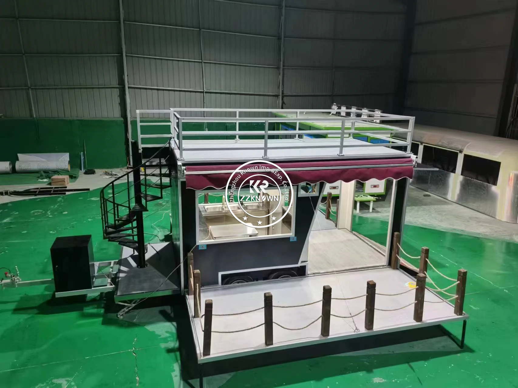 In den USA zugelassene Doppeldecker-Lebensmittelanhänger, zusammenklappbarer Lebensmittelwagen, Salat, 10 Fuß Behälter, Bar, Restaurant mit Dach-Café-Design