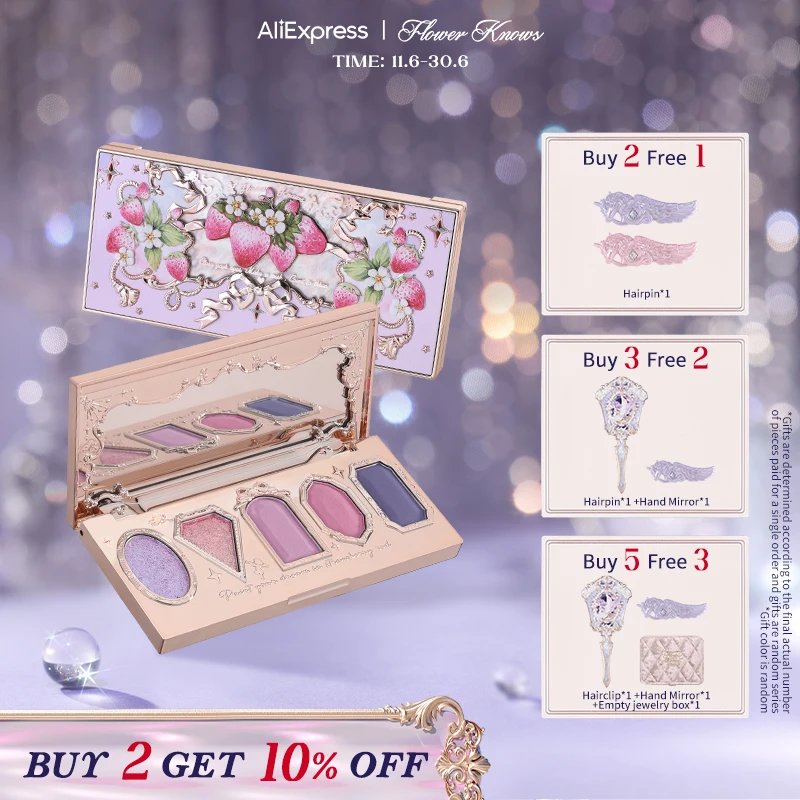 

Flower Knows Strawberry Rococo Series Five-Color Eyeshadow Palette
