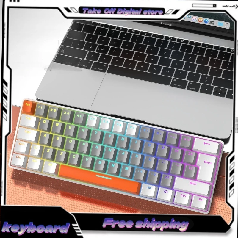 T60 Wired Mechanical Keyboard 62 Key Full Keys No Conflict Color Matching Customized Ergonomic Design Game Office Desktop Laptop