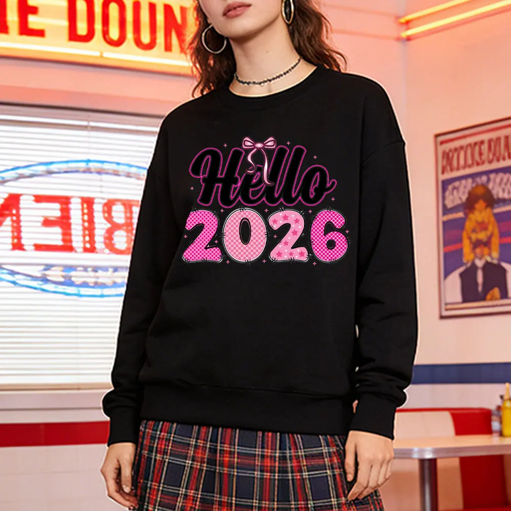 Ciao 2026 Maglione di Capodanno Felpe con effetto glitter Donna Felpa per celebrazione delle vacanze 2026 Pullover coordinato per la famiglia di Capodanno