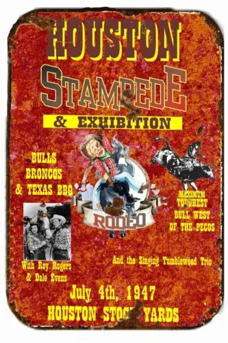 1pcs Houston Stampede Rodeo Broncs Bull Roping Metal Tin Sign Poster Copyright art