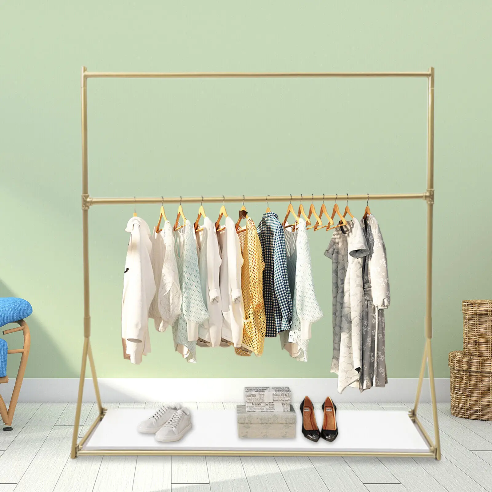 

Gold Metal Garment Clothes Display Stand Retail Store Home Clothes Rail Hanger