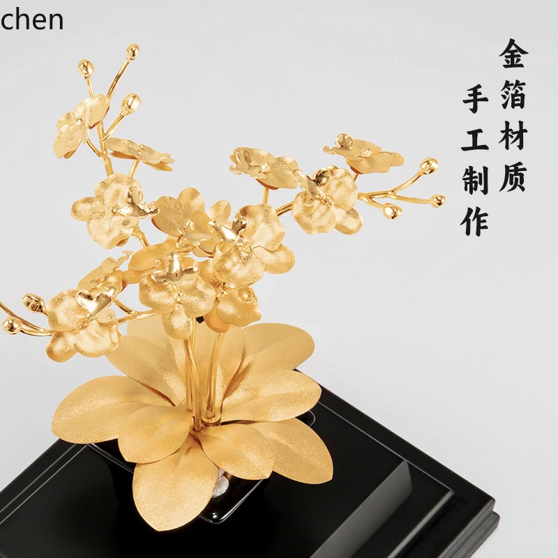 PYH Gold Foil Ornament Butterfly Orchid Home Wine Cabinet Decoration Craft Company Opening Housewarming Gift