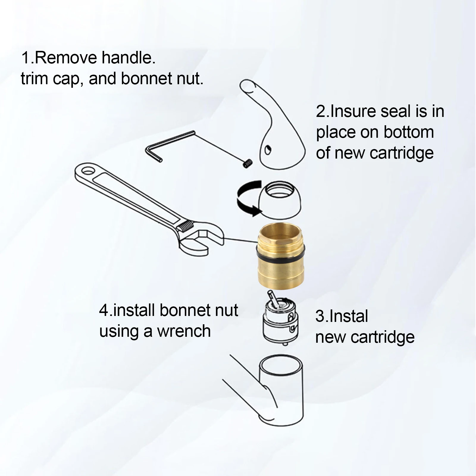 DIY Plumbing Repair Valve Cover Nut Cartridge Replacement Compatible With RP51503 Comprehensive Replacement Kit