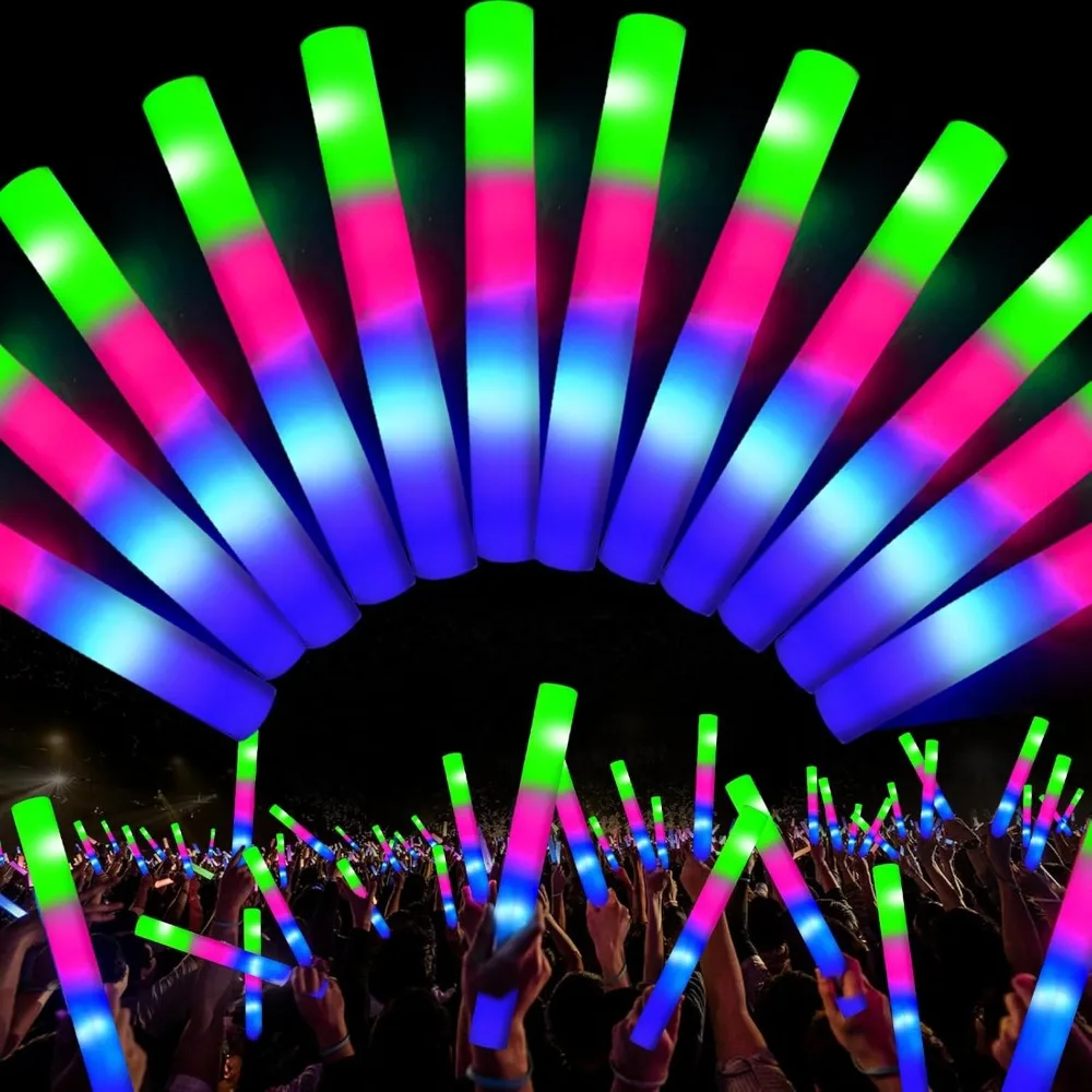 

32 Pcs Giant 16'' Foam Glow Sticks Bulk Party Favors for Adults Kids,3 Modes Flashing Foam Light Up Sticks,LED Glow Sticks Glow