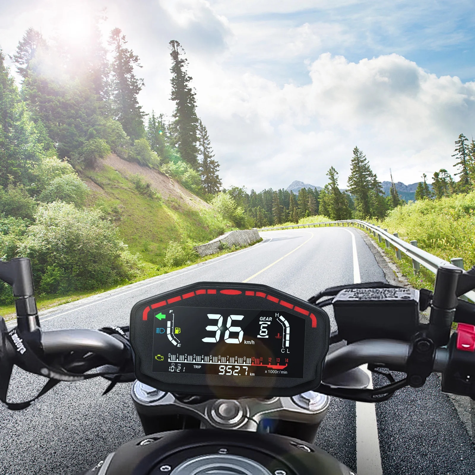 Universal Digital Motorcycle Dash Panel LCD Dashboard 0~14000r/min Speedometer Odometer Tachometer for 2,4 Cylinder Motor Custom