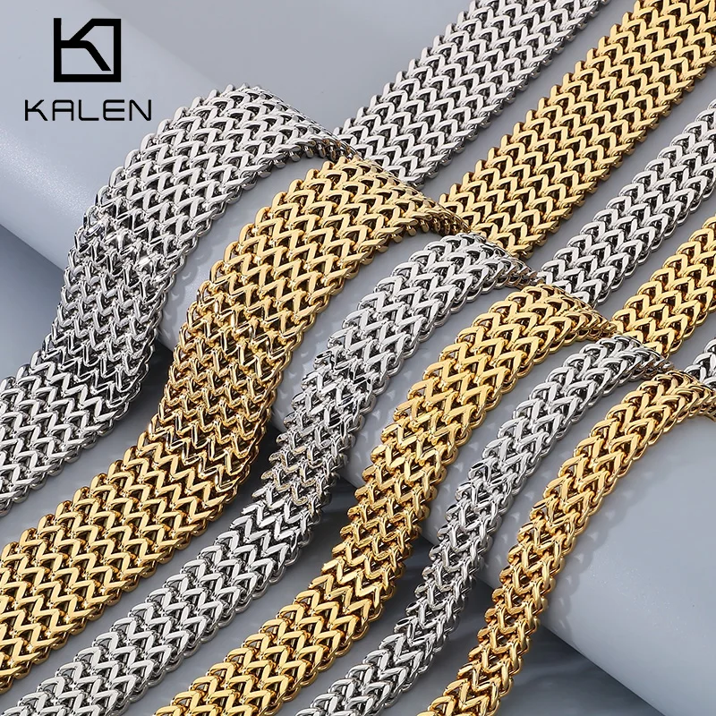 

KALEN 12/18/30mm New Stainless Steel Chokers Necklace High Polished Dubai Gold Color Mesh Women Cool Jewelry Accessories Gifts