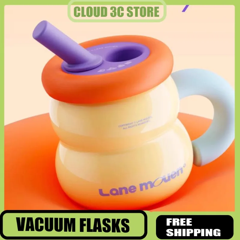 

Lane Mouen 720 мл термос из нержавеющей стали изолированная кружка для воды большая емкость бутылка для кофе, чая с соломой милые термосы